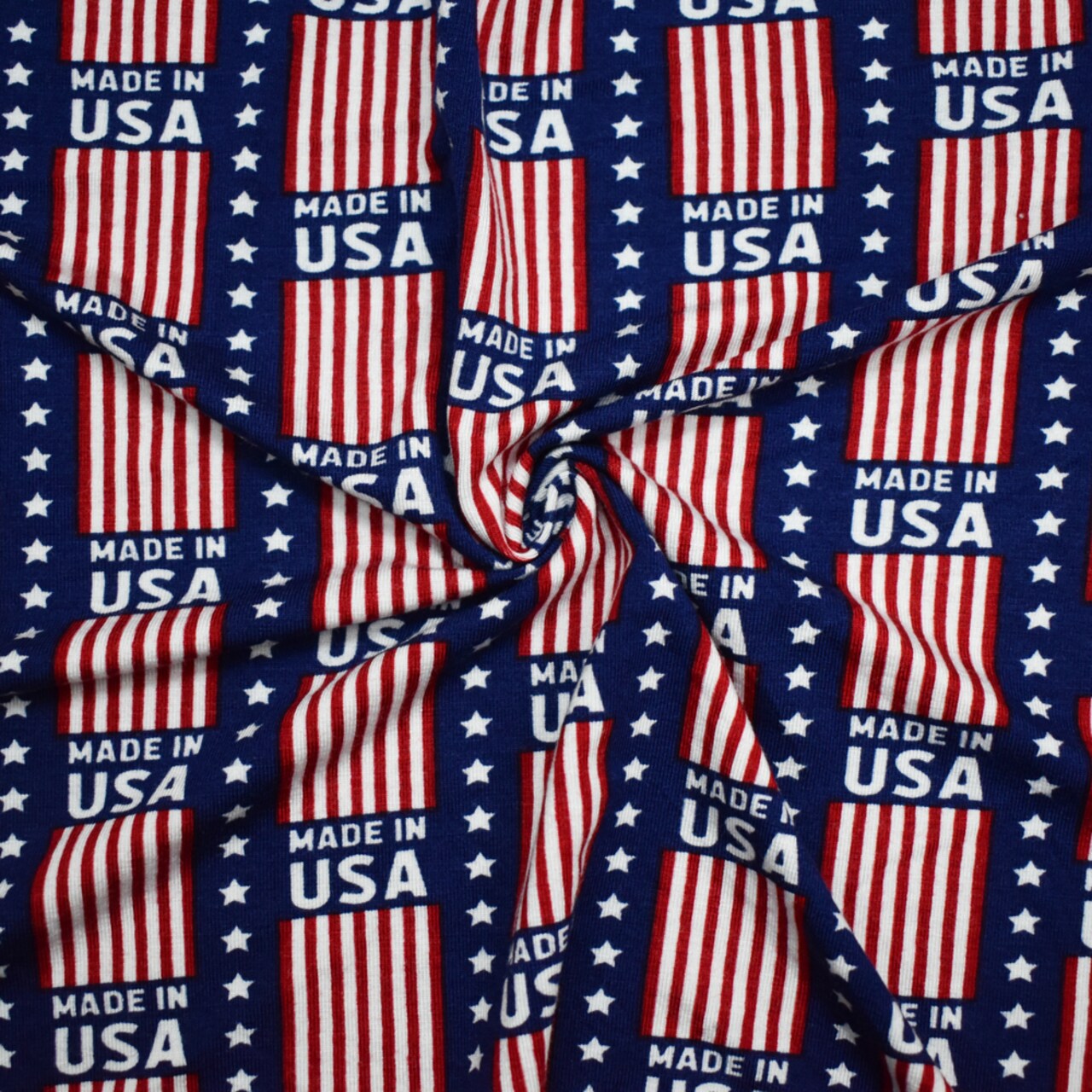 Blue-Red-Multi Rayon Modal USA Print Stretch Spandex Jersey Knit Fabric By the Yard